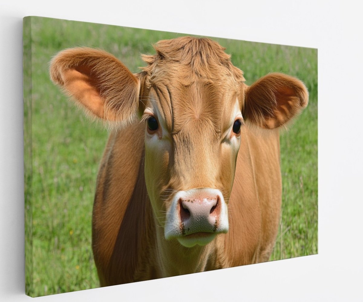 Saammp Canvas Schilderij - Koe portret - Dieren - nederland - 45x30 - Foto op canvas - Wanddecoratie - Muurdecoratie Woonkamer - Slaapkamer decoratie - Canvas Print Multicolor