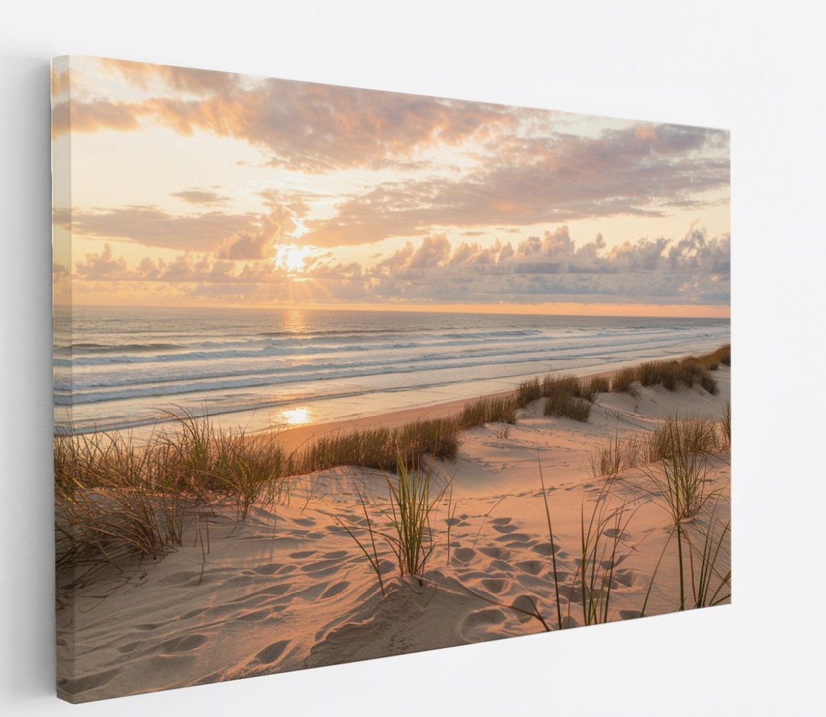 Saammp Canvas Schilderij - Strand En Zee - duinen - 120x80 - Foto op canvas - Wanddecoratie - muurdecoratie Woonkamer - Slaapkamer decoratie - Canvas Print Multicolor