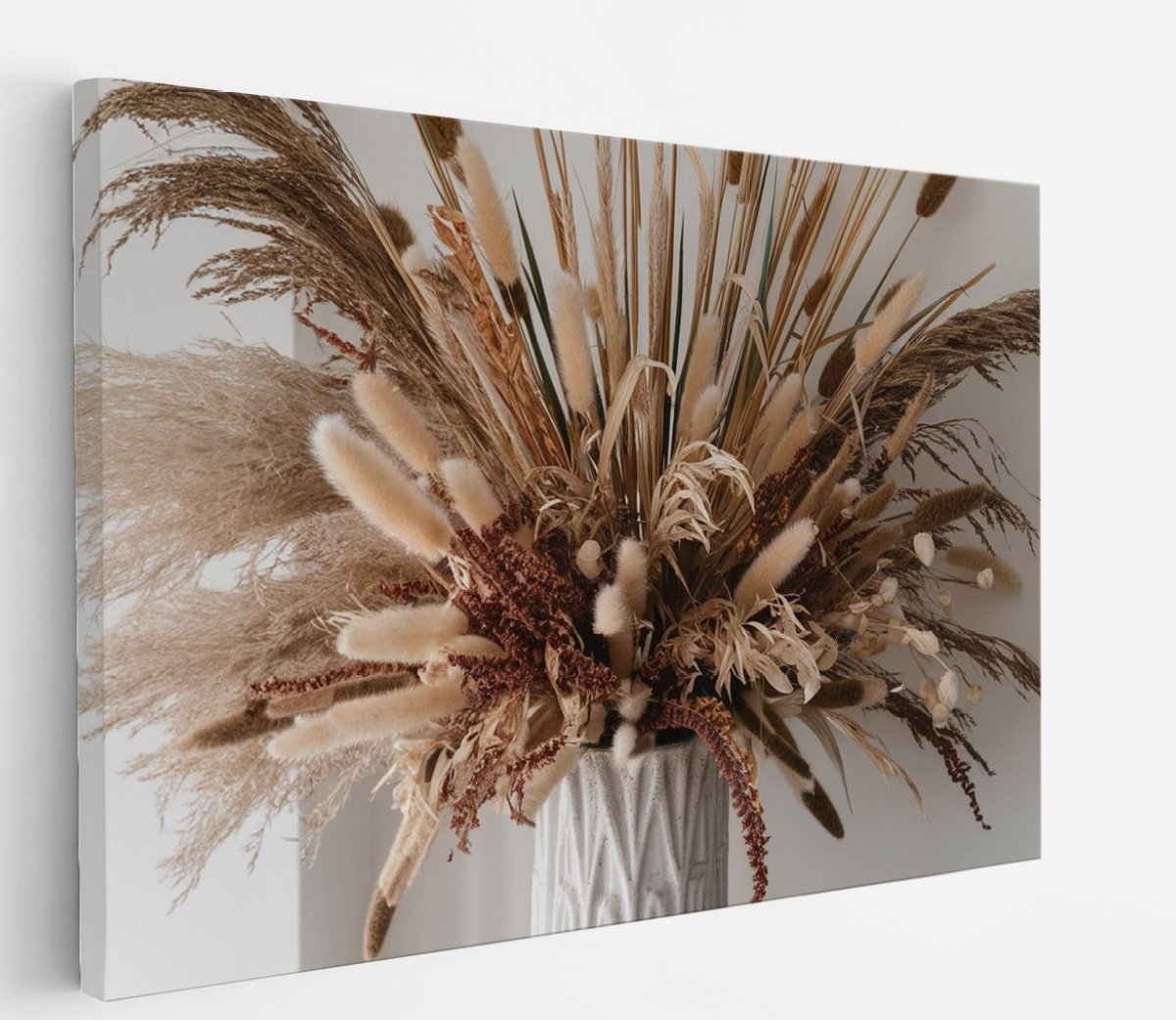 Saammp Canvas Schilderij - Gedroogde Plantenboeket - Natuur - Abstract - 45x30 - Foto op canvas - Wanddecoratie - Muurdecoratie Woonkamer - Kantoor Decoratie Multicolor