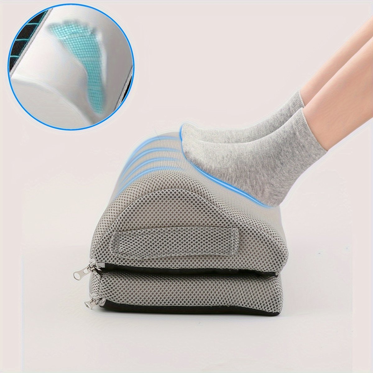 Dutchers Ergonomisch Voetensteun - Voetkussen - Stoelkussen - Voetenbank - Anti-Slip - Bureau Accessoires - Rugpijn - Zithouding Grijs
