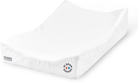 BÉABA, Sofalange aankleedkussen, Made in France, Gepatenteerd concept, Hellend verschoonoppervlak, Vermindert reflux, Duurzaamheid en Kwaliteit, Oekotex gecertificeerde stoffen, Wit
