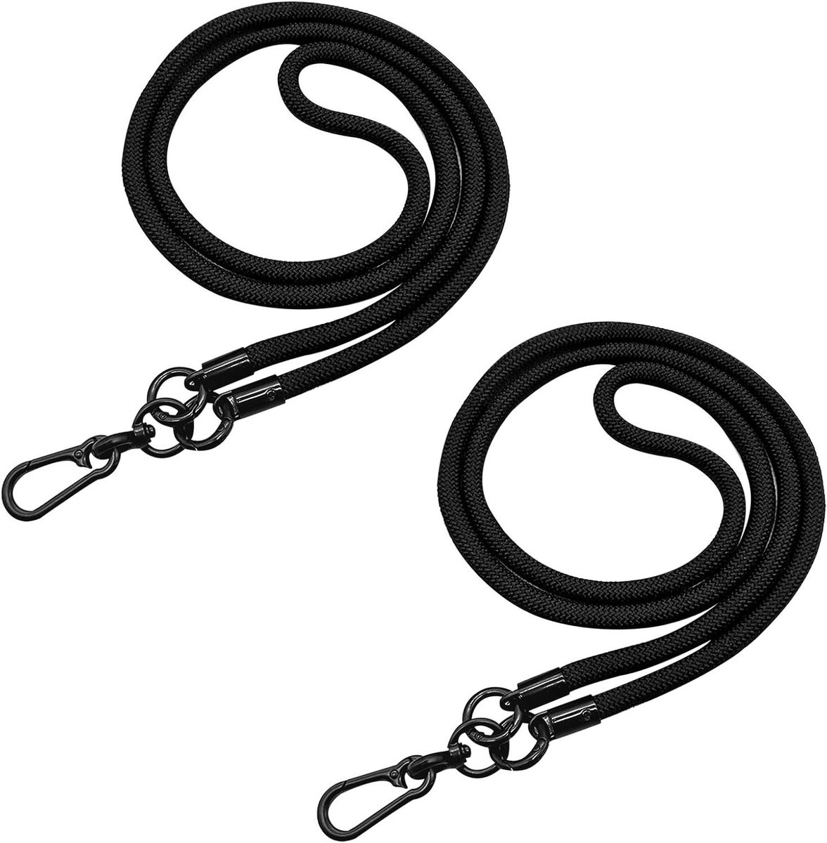 Nylon Sleutelband met Karabiner - Duurzaam en Praktisch - 2 Stuks - Zwart