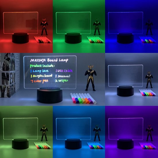 Lexorion Cadeau - Message Board Lamp - LED Verlichting - 7 Kleuren Verlichting - 7 Kleuren Markers - Herschrijfbare Lichtplank - Uitwisbaar Schrijfbord met Markers - Romantisch Nachtlampje en Decoratie - Cadeau voor Kinderen - Kerst - Verjaardag van lexorion — afbeelding 3