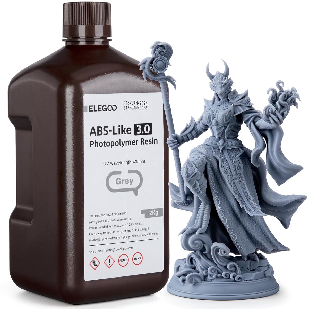 ABS-Like 3D-Printerhars 3.0 voor LCD/DLP 3D-Printen - Hoge Sterkte, Taaiheid, en Nauwkeurigheid, Grijs, 2000g