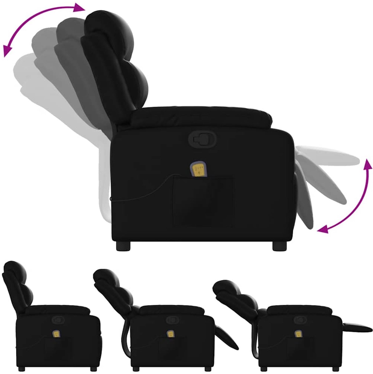 Massagestoel Verstelbaar Kunstleer Zwart - Ergonomische - afbeelding 2