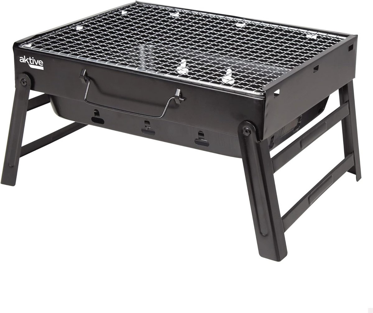 Draagbare Houtskoolgrill - Rechthoekig, Inklapbaar, 35 x 27 x 20 cm, Ideaal voor Camping en Balkon