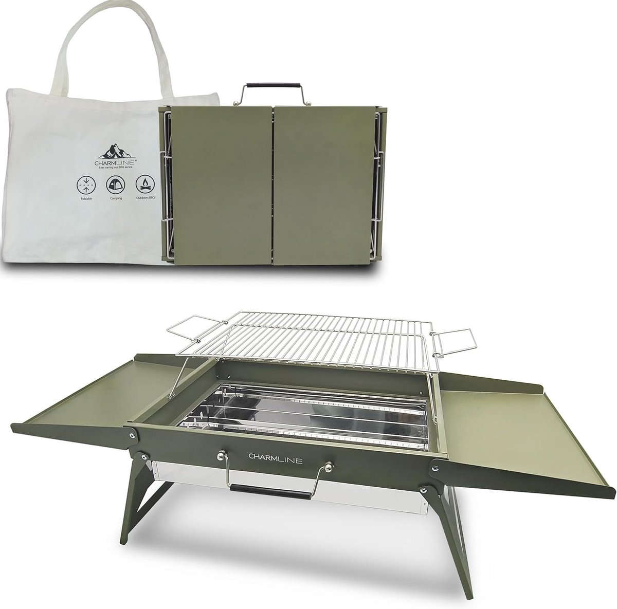 Opvouwbare Houtskoolgrill - Compacte BBQ Grill voor Buiten, Kamperen, Picknicks en Tuinfeesten