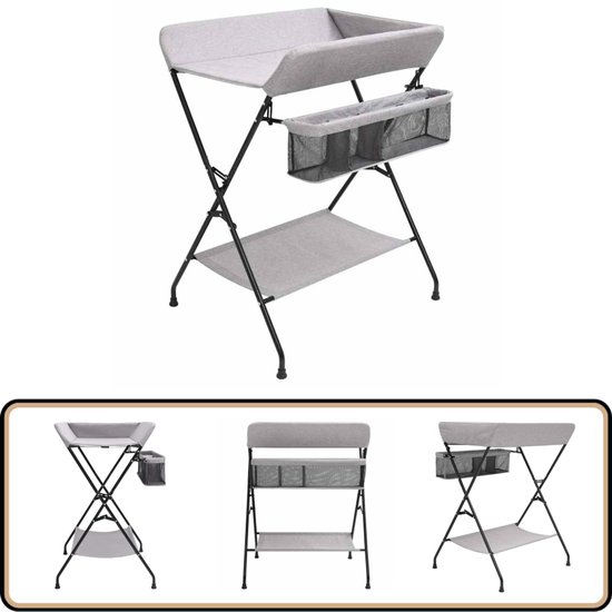 vidaXL Verschoontafel - Lichtgrijs & Inklapbaar Verschoontafel - Kinderkamer - Babykamer - Luier Verschonen - Opbergruimte