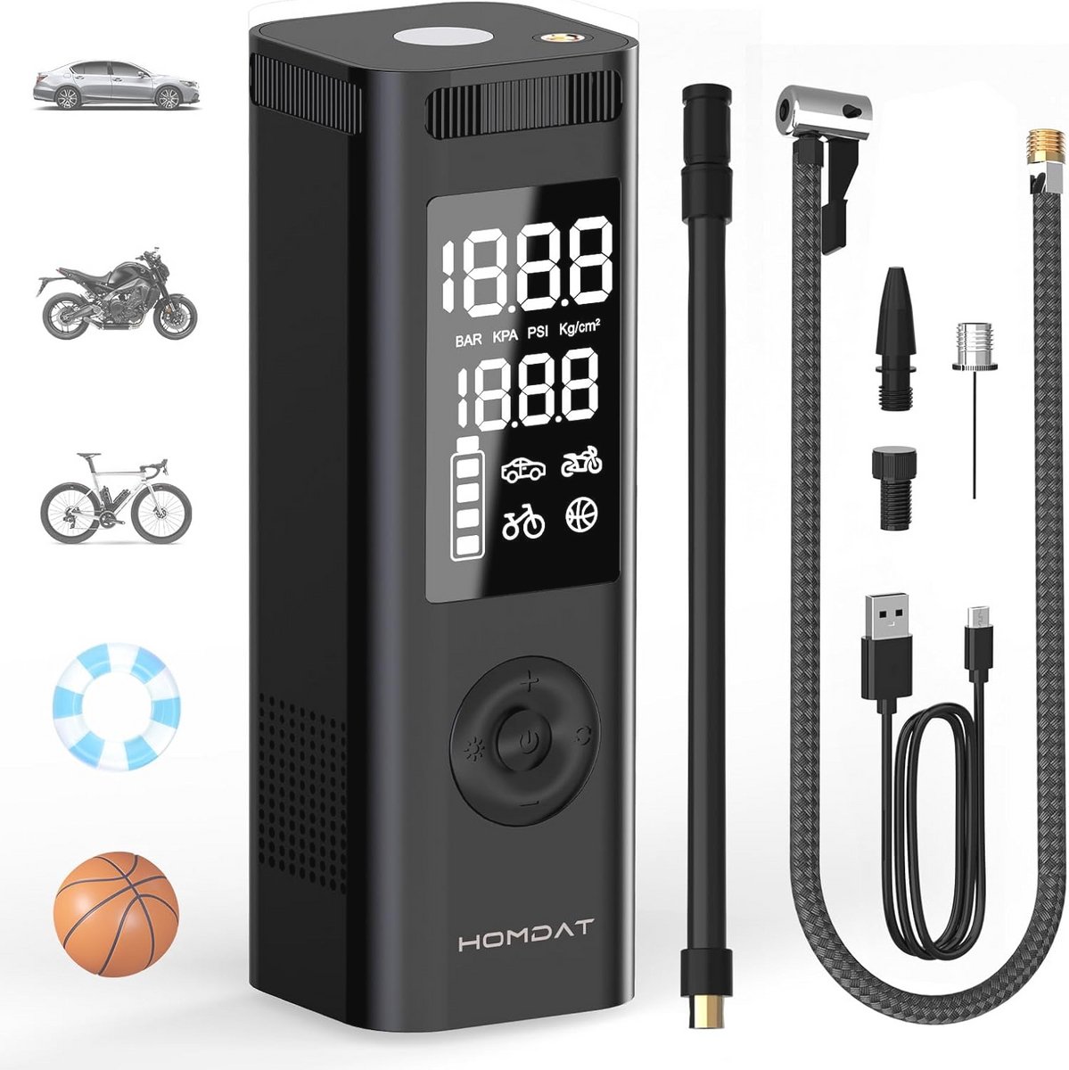 Draagbare Elektrische Luchtpomp - Multifunctionele Accu Compressor voor Autofietsen en Opblaasbare Producten