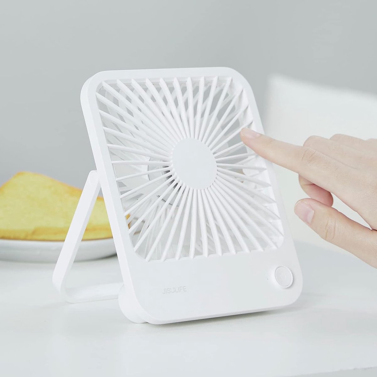 Stil en Oplaadbare Mini Tafelventilator - 180° Draaibaar en 4 Instelbare Snelheden voor Thuis en Reizen