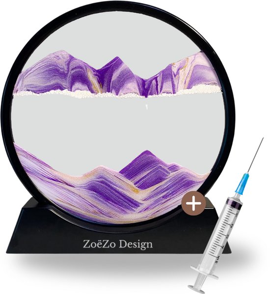 Foto: Zoezo zandkunst in glas zandloper bewegende zand schilderij sand art paars
