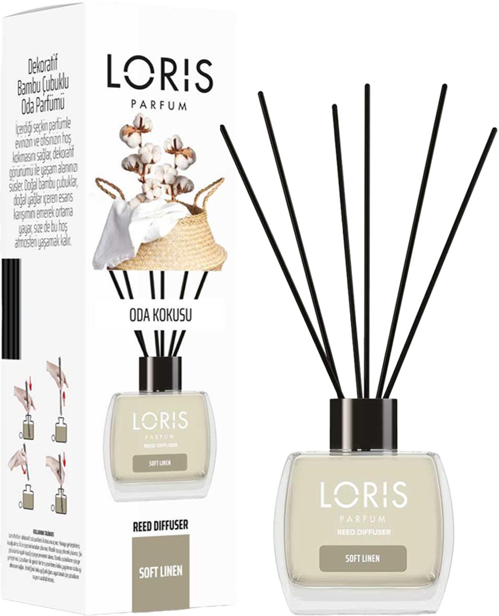 LORIS - Parfum - Geurstokjes - Huisgeur - Huisparfum - Soft Linnen - 120ml