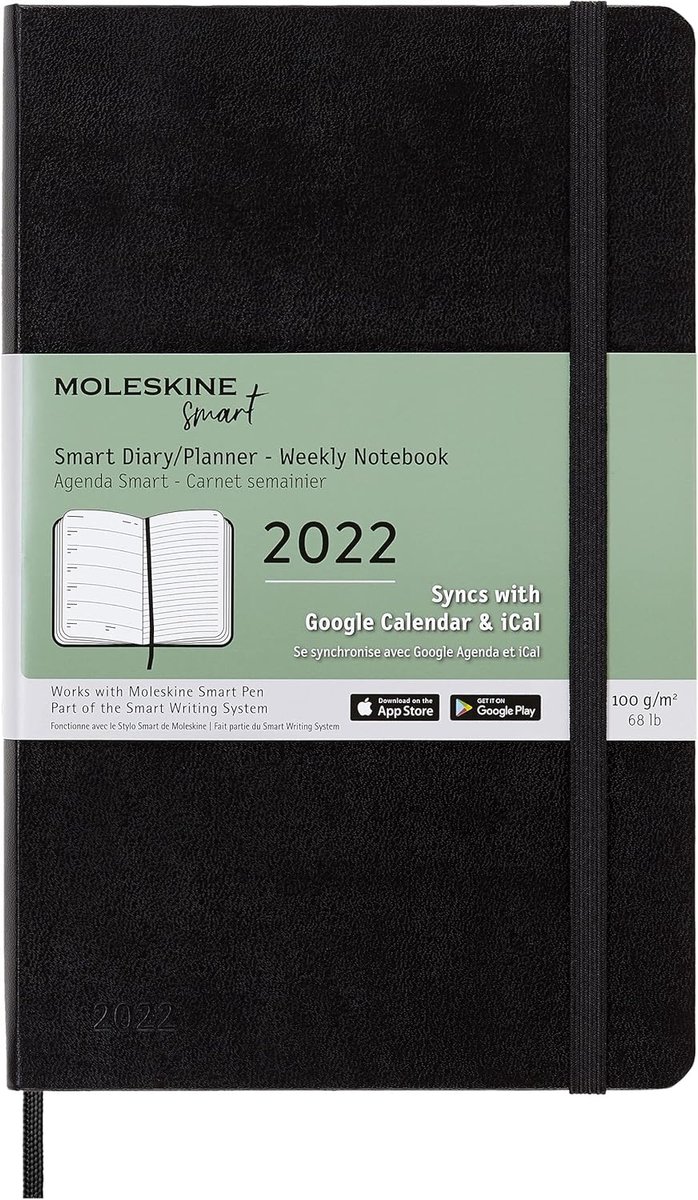 Slimme Digitale Agenda 12 Maanden - Digitale Weekplanner en Kalender 2022, Groot Formaat 13 x 21 cm, Zwart