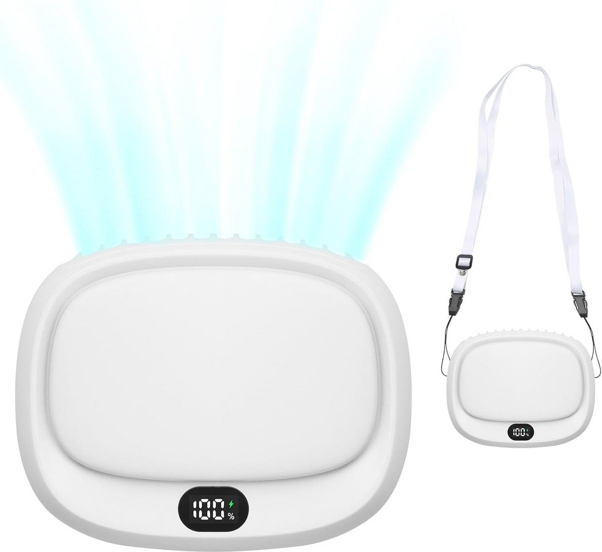 Draagbare mini-handventilator met oplaadbare USB, 5 snelheden en krachtig digitaal display