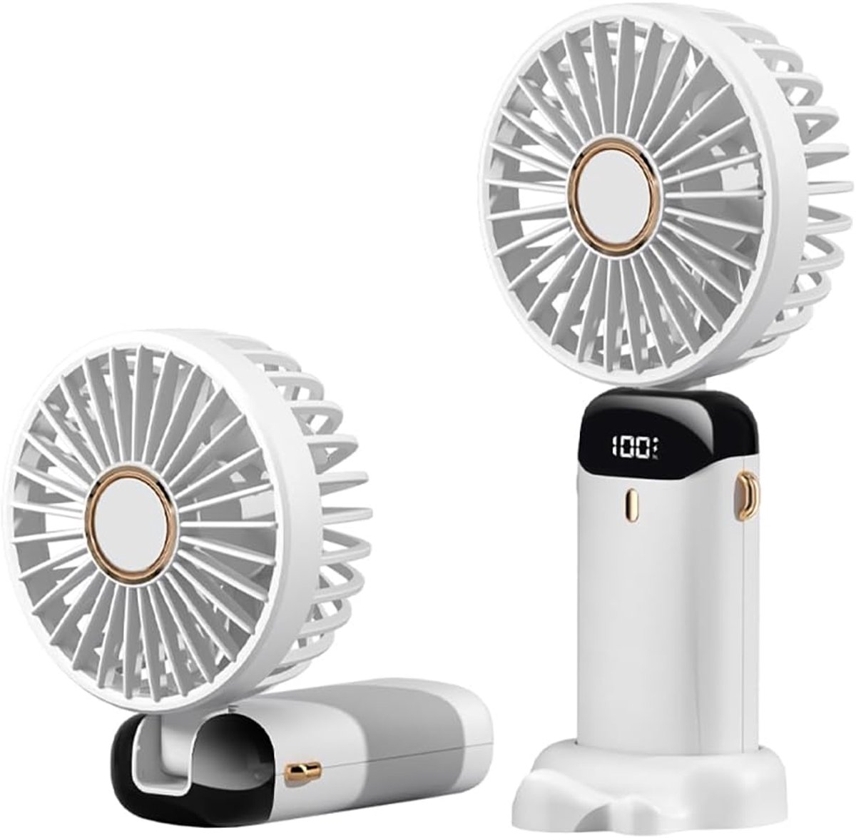 Mini Draagbare USB Oplaadbare Handventilator met 5 Snelheden en LED-Display