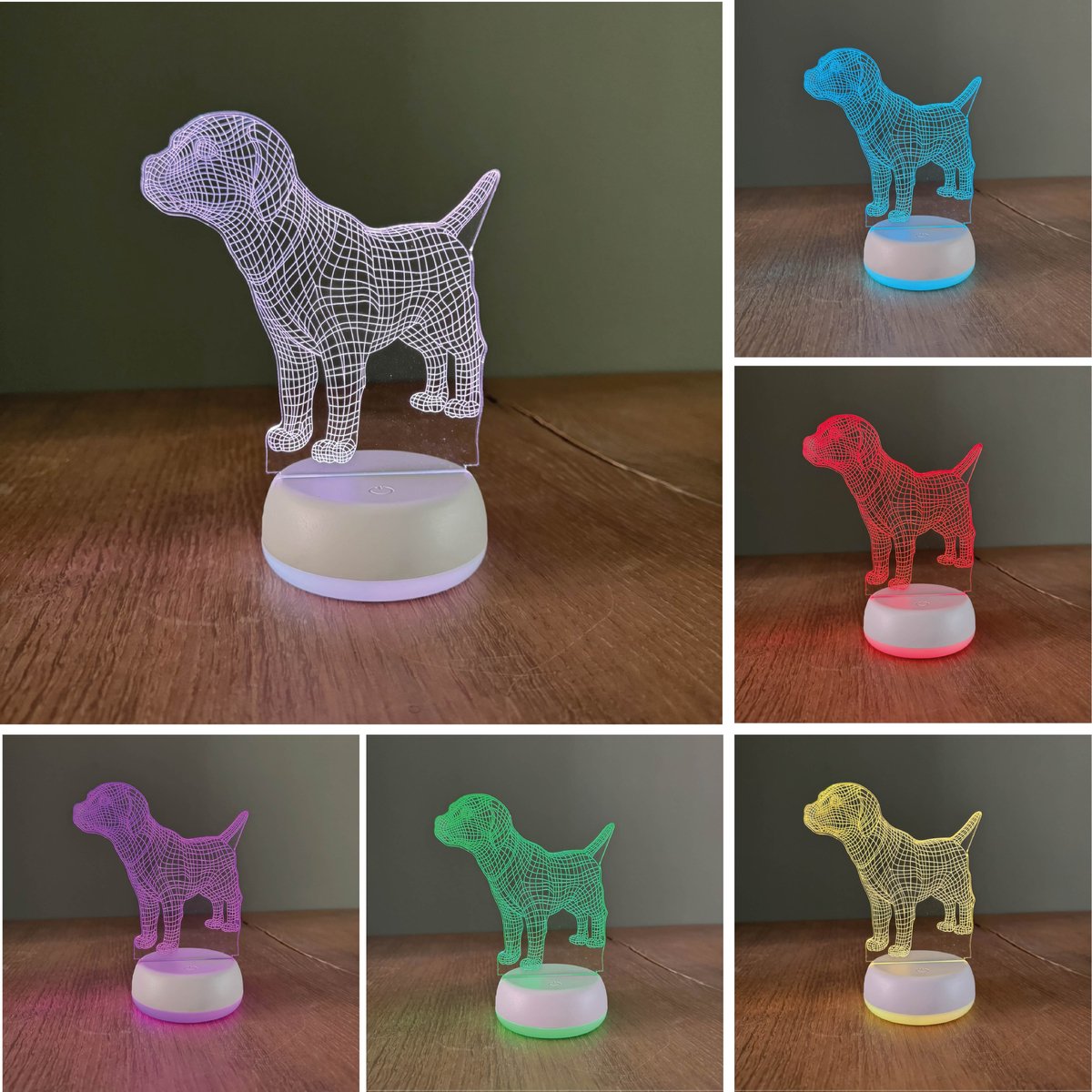 Klarigo® Nachtlamp – Puppy - 3D LED Lamp Illusie – 16 Kleuren – Witte Base - Bureaulamp – Hond - Dieren – Nachtlampje Kinderen – Creative lamp - Afstandsbediening