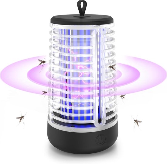 Bseical Insectenverdelger, elektrische uv-lamp, 360 graden, muggenlamp, anti-muggen, USB-oplaadbaar, draagbaar, anti-insectenlamp voor binnen, outdoor, keuken, baby, niet giftig, weinig lawaai, met ring