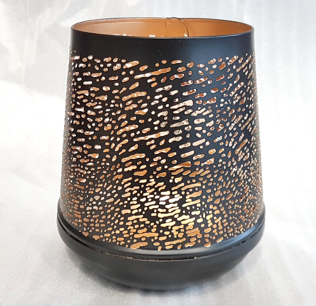 Waxinelichtjeshouder / theelichthouder / windlicht - Zwart / goud - 13 x 13 x 14 cm hoog.
