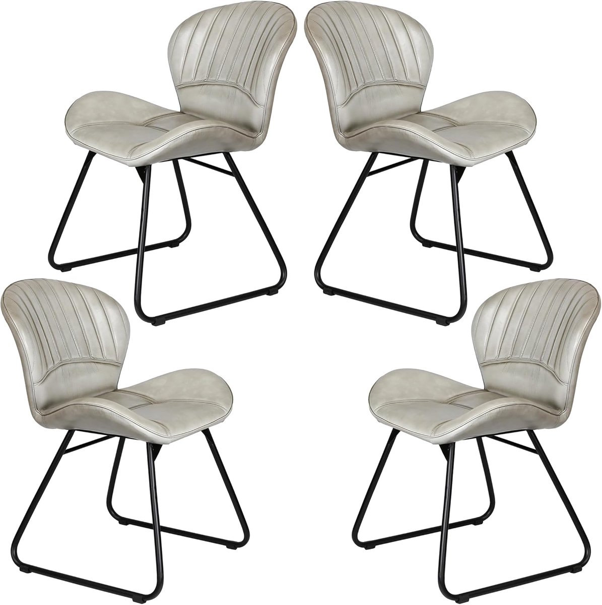Casa Moro Leren stoel gestoffeerde stoel eetkamerstoelen – lichtgrijs Lederstuhl Light Grau