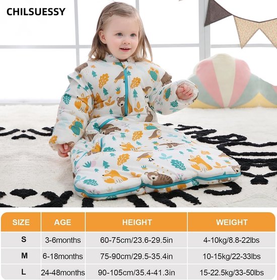 Chilsuessy Kinderslaapzak met afneembare mouwen, 2,5 TOG, voor