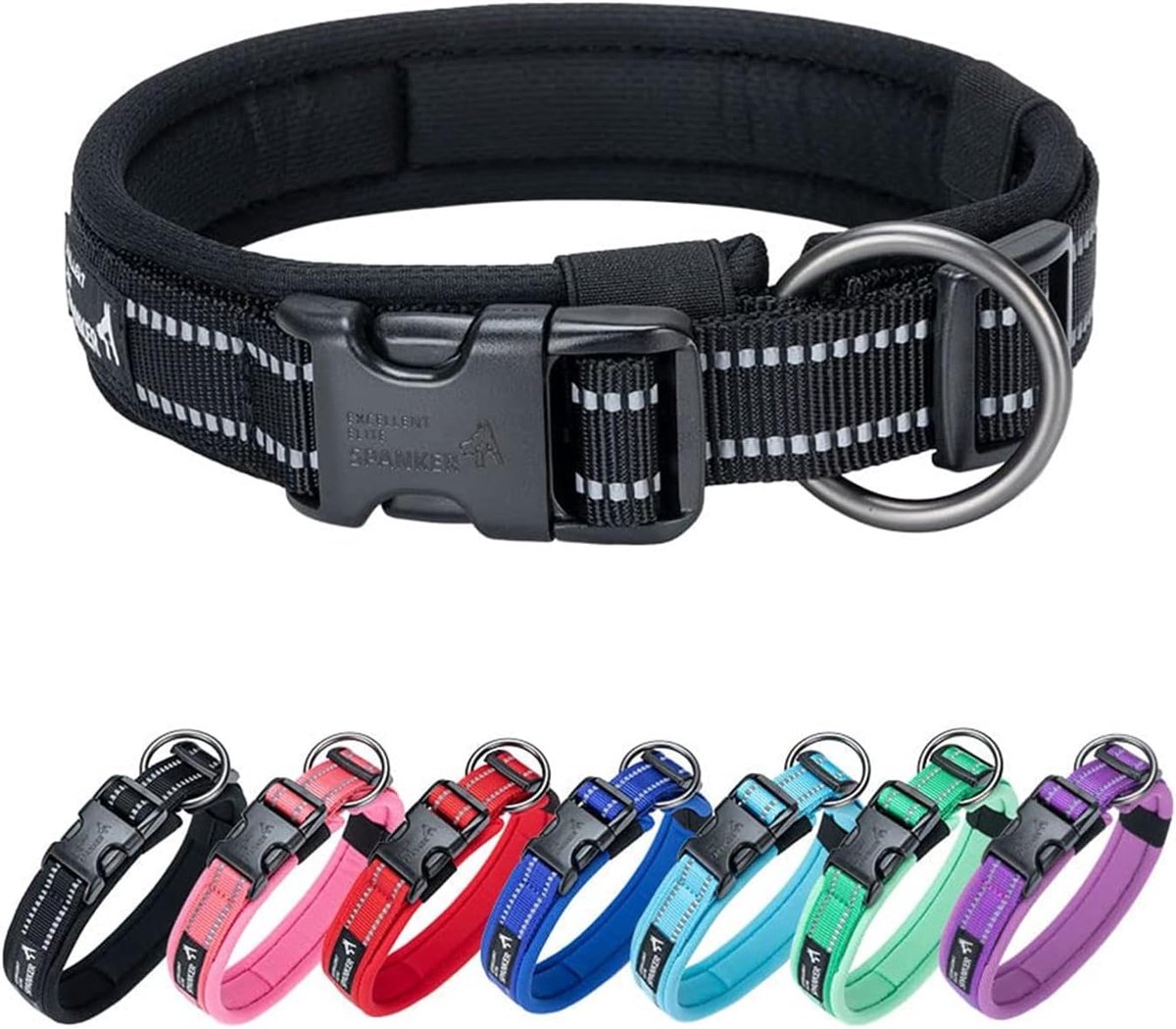 Gevoerde Reflecterende Verstelbare Hondenhalsband - Nylon Halsband voor Grote, Middelgrote en Kleine Honden