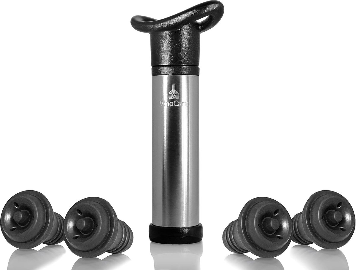 Wijnvacuümpomp met 4 stoppers en geschenkdoos - optimale wijnbewaring
