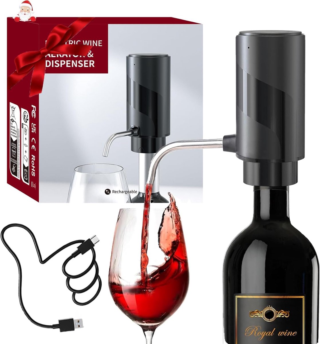 Elektrische Wijnbeluchter en Wijndispenser - 2-in-1 Automatische Wijnkaraf met USB-Oplader