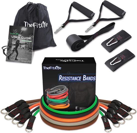 Bodylastics stapelbare (12 stuks) MAX Tension Resistance Bands sets. Dit leading exercise bandsysteem bevat 5 van onze beste kwaliteit anti-snp exercise tubes, zware componenten en een reistas