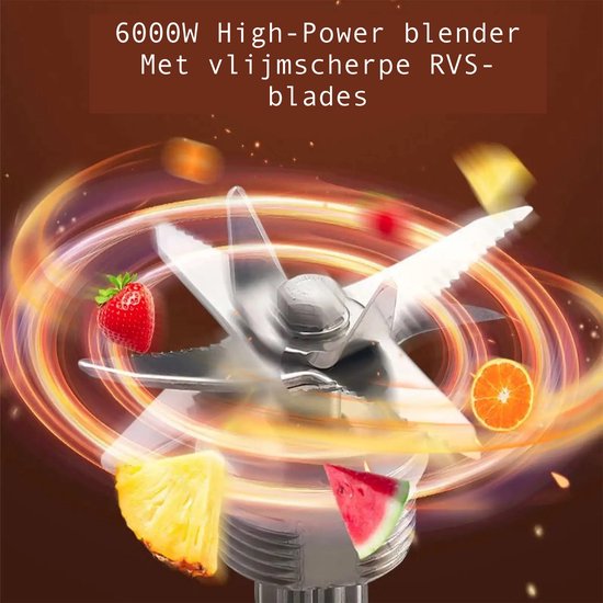SteeFly® Krachtige 6000W blender - 2in1 - Smoothie maker - Mixer - 2,5 L Tank - Makkelijk te reinigen - Met Cleanfunctie van Merkloos — afbeelding 2
