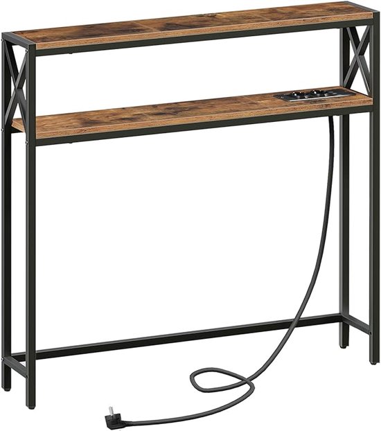 GOPLUS 3-laags instaptafel met lade en planken, vintage consoletafel GOPLUS 3-laags instaptafel met lade en planken, vintage consoletafel