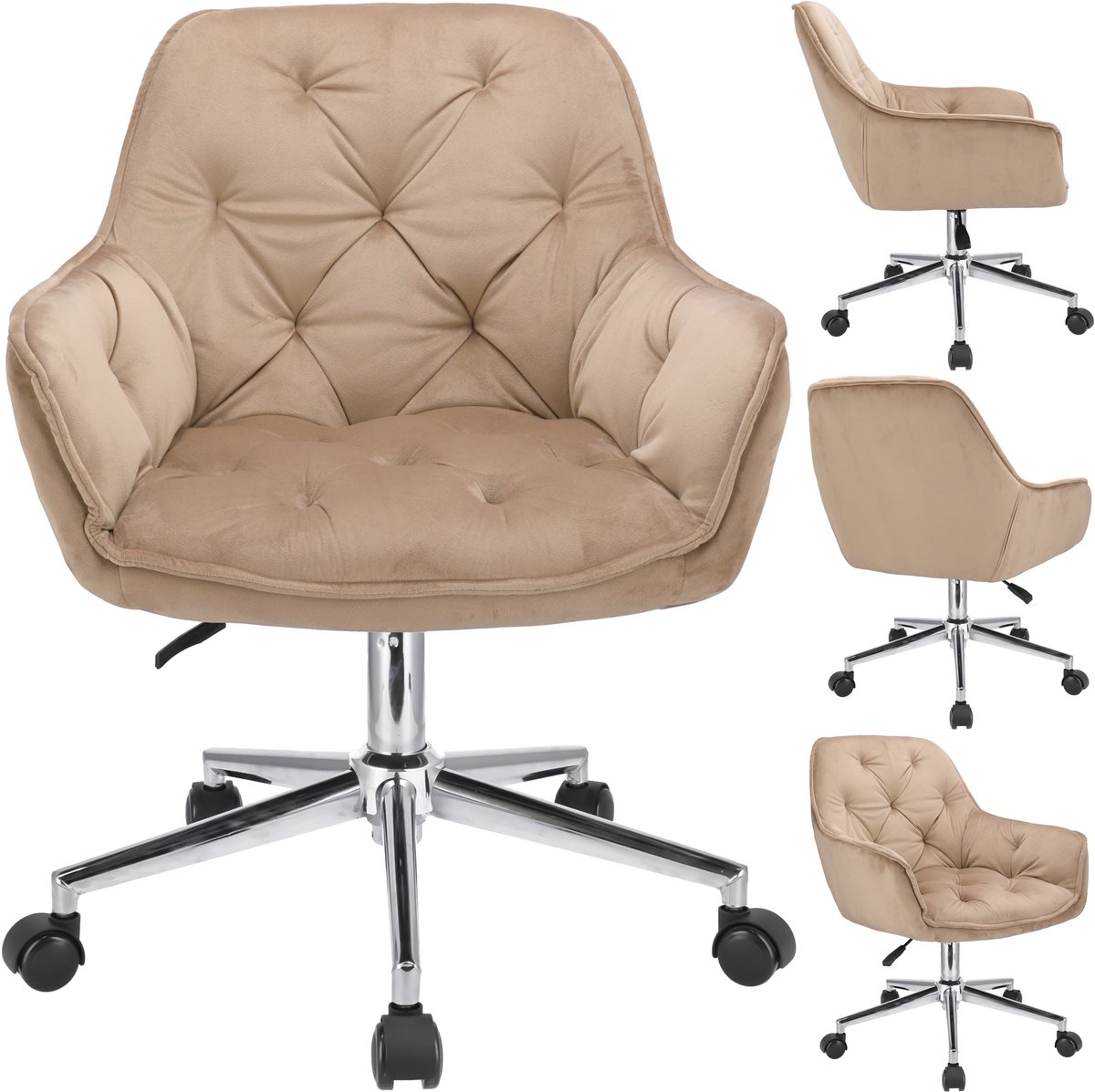 LARGO beige fauteuil op zilveren voet