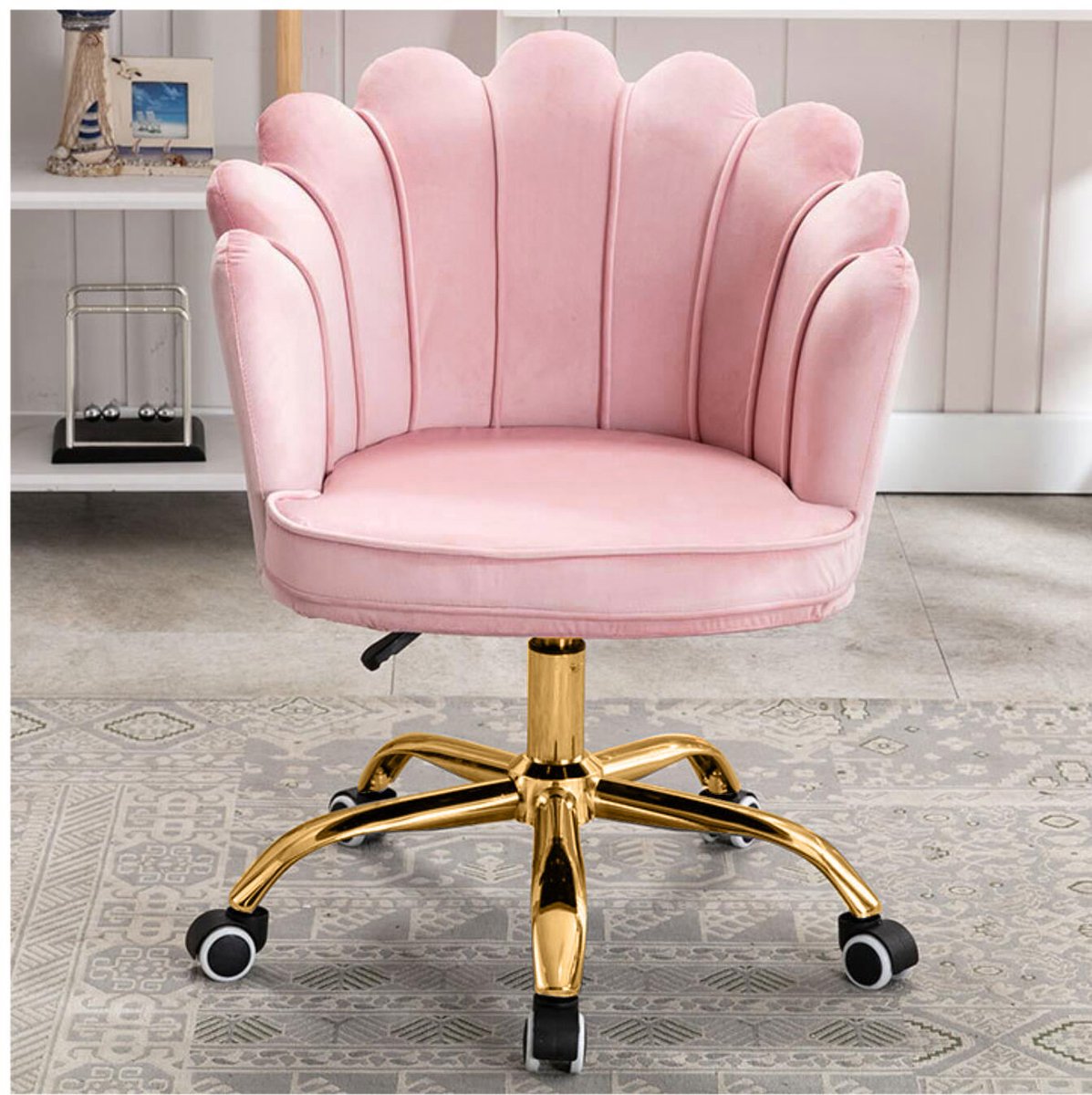 Fluwelen Roze Accent Stoel met Verstelbare Hoogte Swivel Comfortabele Gewatteerde Zitting voor Slaapkamer Make-up Vanity Woonkamer Cafe Kids Leisure Fauteuil Fluwelen Roze Accent Stoel met Verstelbare Hoogte Swivel Comfortabele Gewatteerde Zitting voor Slaapkamer Make-up Vanity Woonkamer Cafe Kids Leisure Fauteuil
