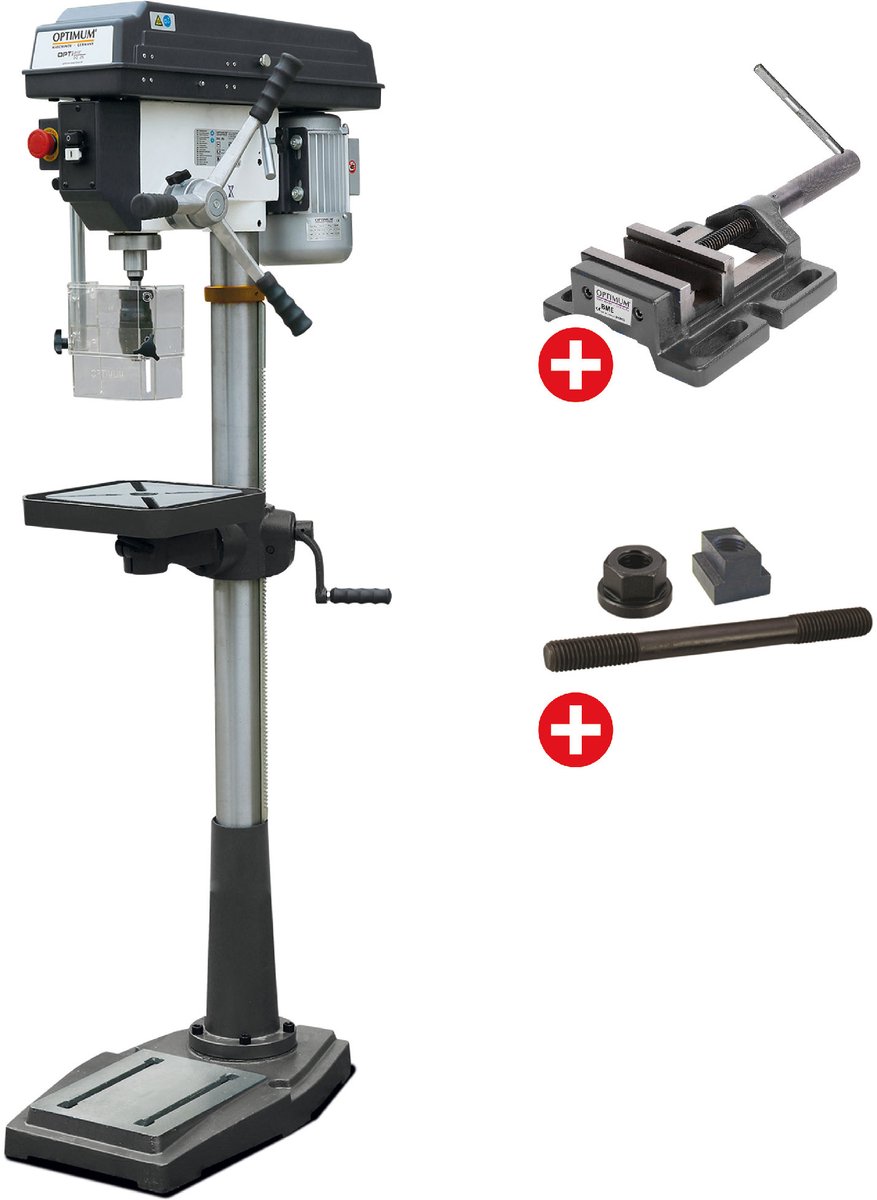 Kolomboormachine boren tot ø 25 mm opname MK3 750W 230V 12 snelheden + boorklem + set spanbouten Optidrill