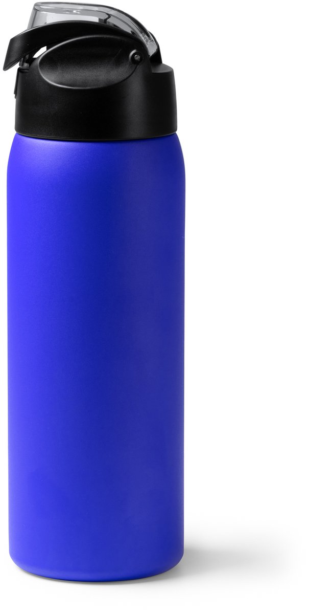 Dubbelwandige thermosfles met behuizing van gerecycled 304 roestvrijstaal- Blauw - Deksel met ontgrendelknop en handgreep. Inhoud: 930 ml