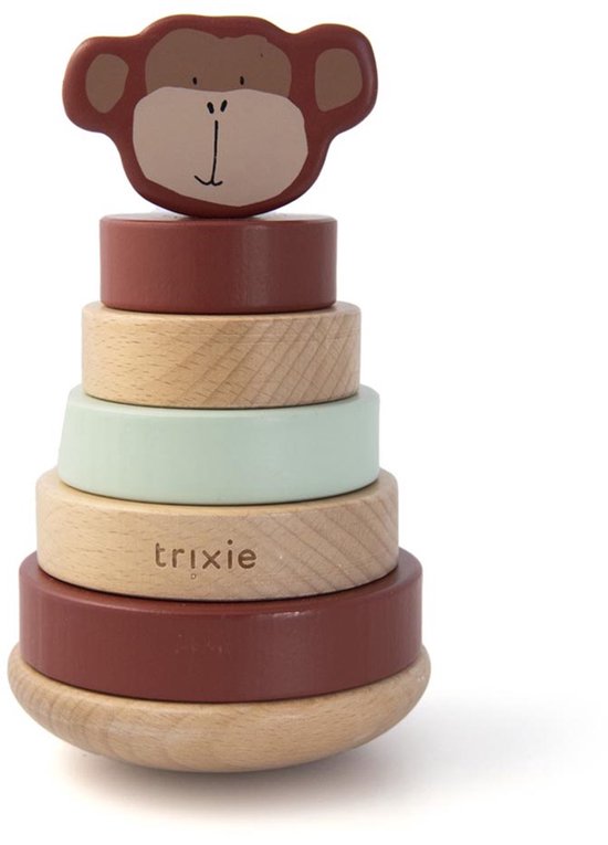Trixie Stapelspeelgoed Mr. Monkey 18 Cm Hout Bruin 7-delig