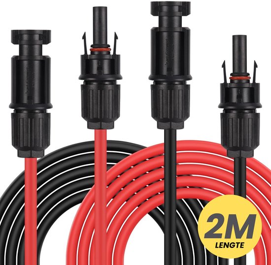 CJX Retail - MC4 verleng kabel - set van 2 - zonnepaneel aansluitkabels - 2 meter