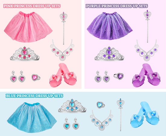 Goorder Prinsessenschoenen, speelgoed voor meisjes, prinses, kostuum, accessoires met kroon, magische toverstaf, armband, ringen, oorbellen, carnaval, Halloween, cadeau voor meisjes van 3 tot 6 jaar Goorder Prinsessenschoenen, speelgoed voor meisjes, prinses, kostuum, accessoires met kroon, magische toverstaf, armband, ringen, oorbellen, carnaval, Halloween, cadeau voor meisjes van 3 tot 6 jaar