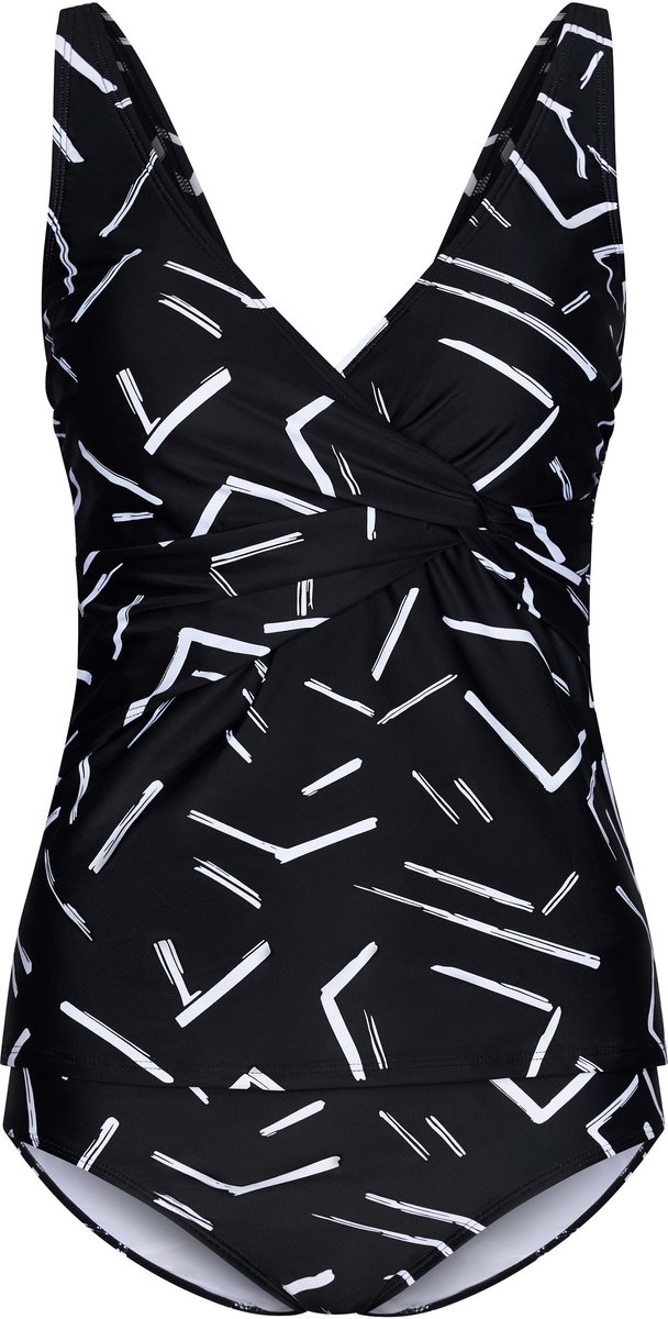 Pastunette Dames Tankini Pastunette - White Stripes - Zwart