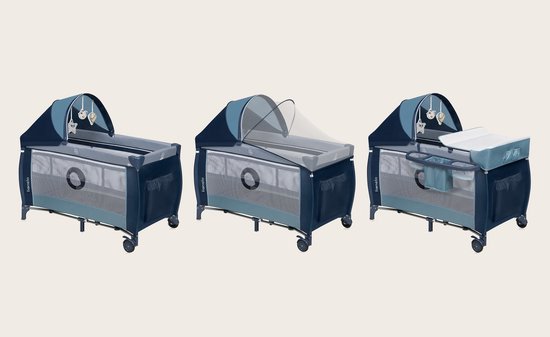 Lionelo Sven Plus 2in1 Meegroeibed & Campingbedje - 127x60 cm - Tot 15 kg - Co-Sleeper - Reisbed met Commode, Organizer, Klamboe en Interactief Speelgoed — afbeelding 2