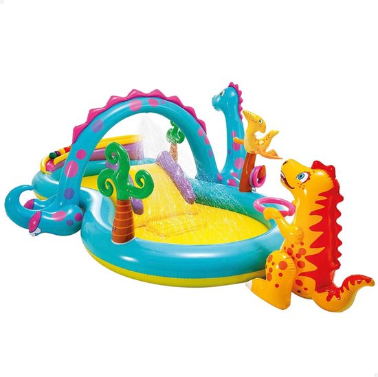 COSTWAY Opblaasbaar Springkasteel Met Twee Waterglijbanen Klimwand En Waterkanon Speelzwembad Waterspeelcentrum Waterpark Kinderbadje 518 X 366 X 229 Cm Alleen Springkasteel