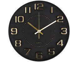 Atmosphera Doris Klok - zwart / goud - 30 cm - wandklok modern