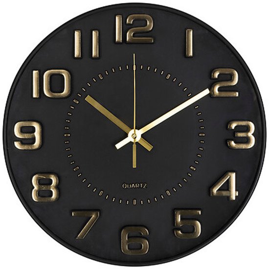 Atmosphera Doris Klok avec relief Ø30x4cm - Zwart