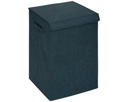 5Five Eureka sorteer wasmand - 74 liter - smaragd groen - 37 x 37 x 60 cm - MDF/Polyester stof - met afsluitklep