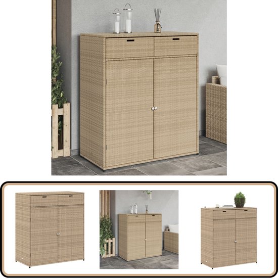 Tuinkast 50x55x115 cm Poly Rattan Beige - Ruimte & Stijl