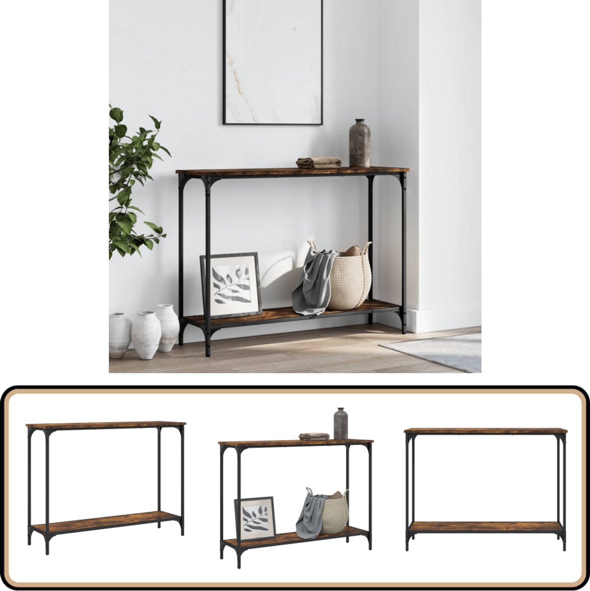 Wandtafel 100x30,5x75 cm bewerkt hout zwart kopen