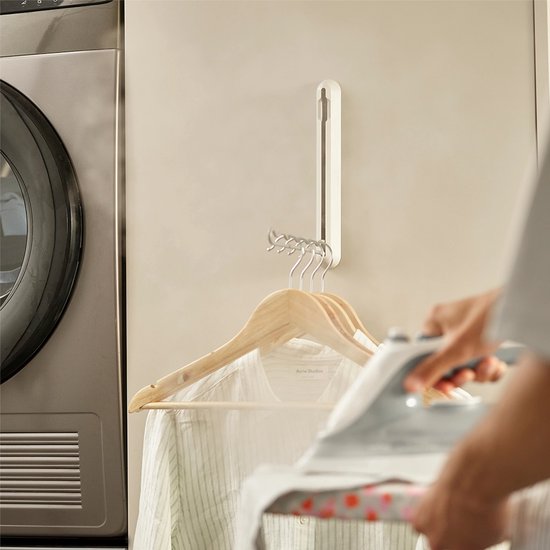 Joseph Joseph - Porte-manteau mural Orderly pliable - Acier au carbone - Crème