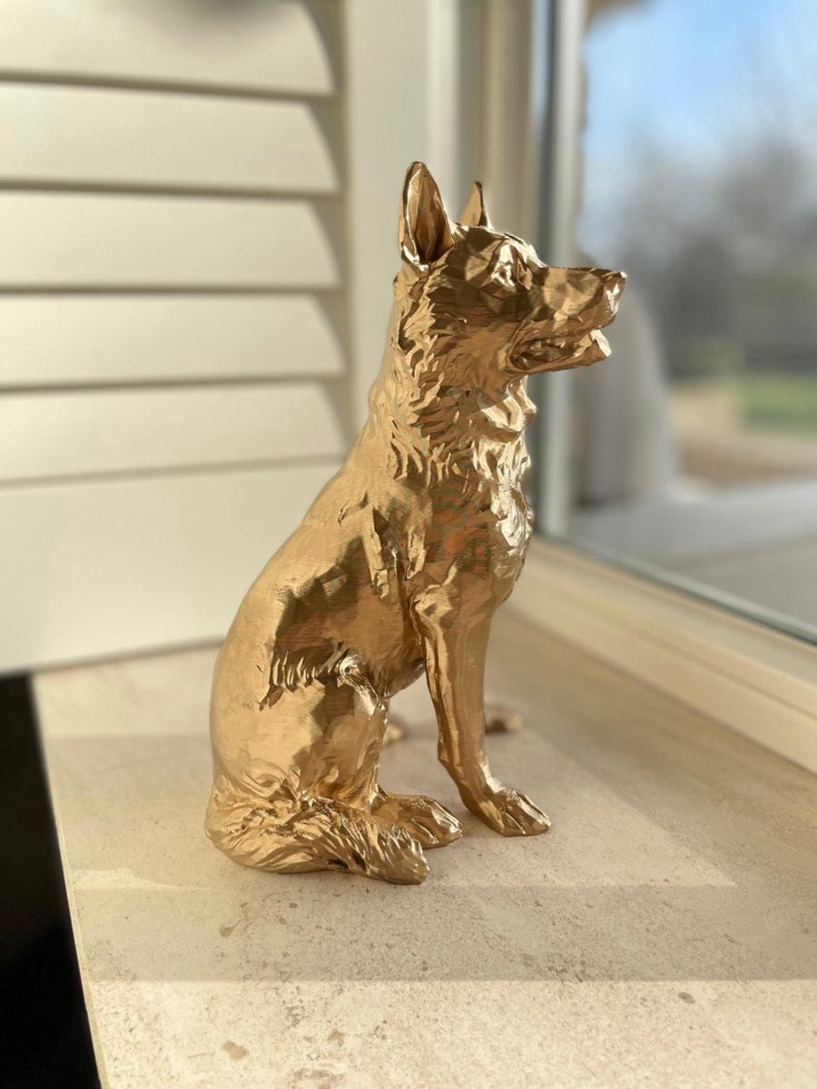 Hond Decoratie Beeld | Duitse Herder 40CM - Luxe Standbeeld - Modern Interieur Decor - Handgemaakt Cadeau voor Hondenliefhebbers