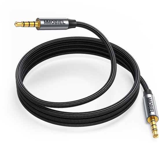 MMOBIEL Câble Audio Aux auxiliaire 3,5 mm Male vers Male - Prises TRRS 4 broches - Câble d'extension Aux vers Aux - Fonction Audio et microphone - Convient pour casque, ordinateur portable, téléphone, haut-parleur, etc. - 1 M