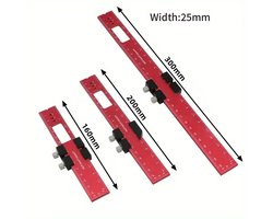 DW4Trading Precisie Afteken Liniaal Pocket Ruler Metrisch/Inch set van 3 stuks 16, 20 en 30 cm - Aluminium Meetgereedschap