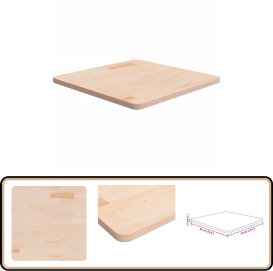 Piano Per Tavolo In Legno Massello Di Pino 60x60x2,5 Cm - Ideale Per Ristrutturare Tavoli Da Pranzo, Tavolini O Mobili